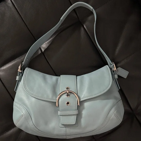Coach Baby Blue Leather Shoulder Bag - Picture 2 of 16